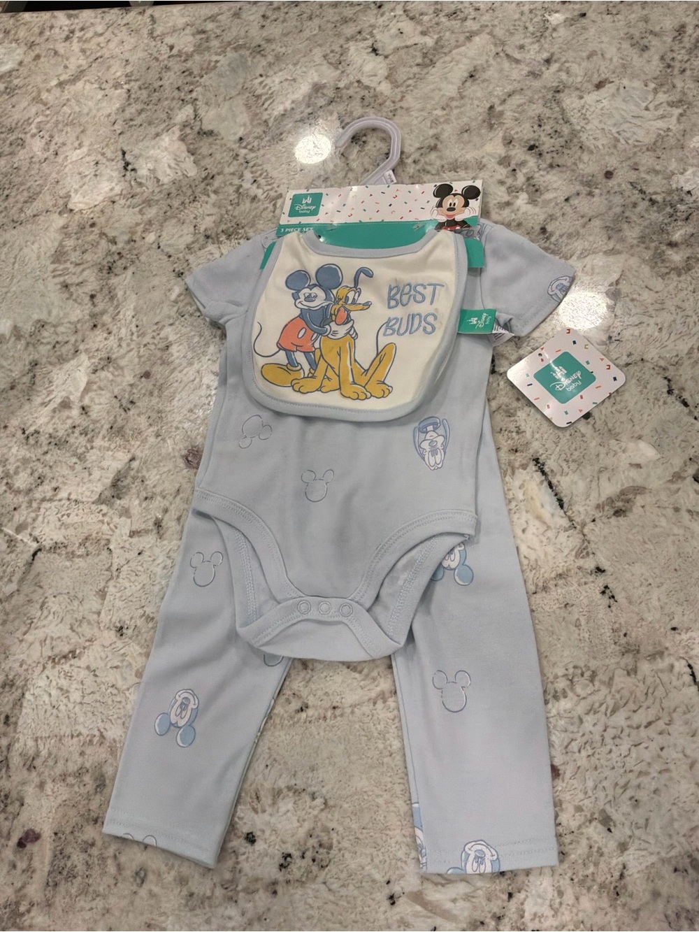 Disney Light Blue 'Best Buds' One-Piece & Bib Set